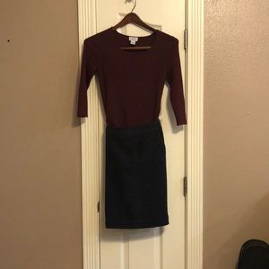 Dark blue pencil skirt